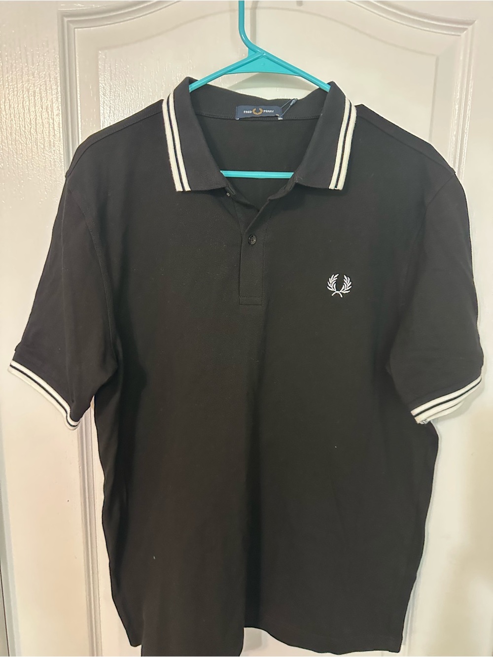 NWT Fred Perry Twin Tipped Polo Shirt Black White XL